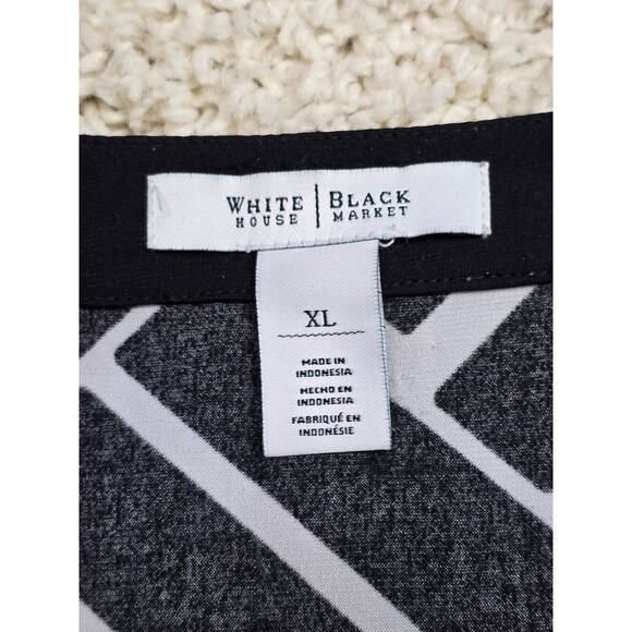 White House Black Market WHBM Black White Geometric Sleeveless Dress Size XL - Picture 5 of 8